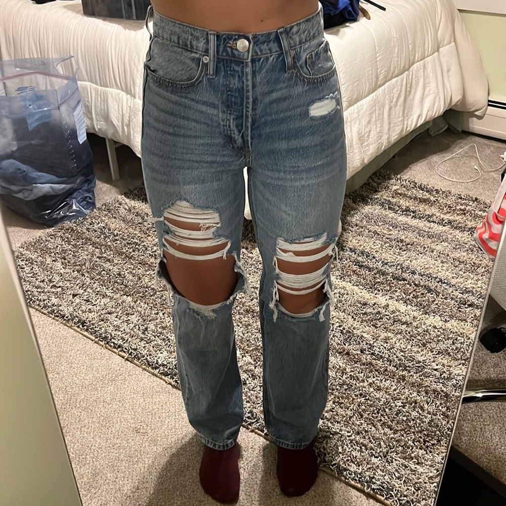 Ripped Straight Jeans